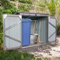 Garbage Bin Shed Stores 2 Trash Cans Metal Outdoor Bin Shed For Garbage Storage,Stainless Galvanized Steel, Bin Shed For Garden Yard Lawn Gray Gray Metal