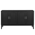 4 Door Sideboard Storage Cabinet With Door Shelf For Living Room And Dining Room, Two Large Cabinets With Adjustable Shelf, Black Black Rubberwood Solid Wood Mdf