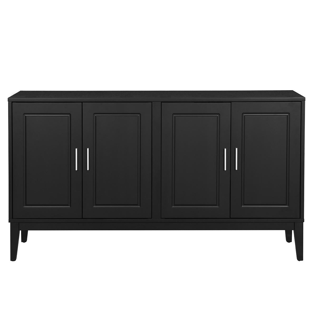 4 Door Sideboard Storage Cabinet With Door Shelf For Living Room And Dining Room, Two Large Cabinets With Adjustable Shelf, Black Black Rubberwood Solid Wood Mdf