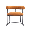 Coolmore Boucle Dining Chairs Set Of 2, Mid Century Modern Curved Backrest Chair, Round Upholstered Kitchen Chairs Orange Boucle Orange Foam Mdf Metal