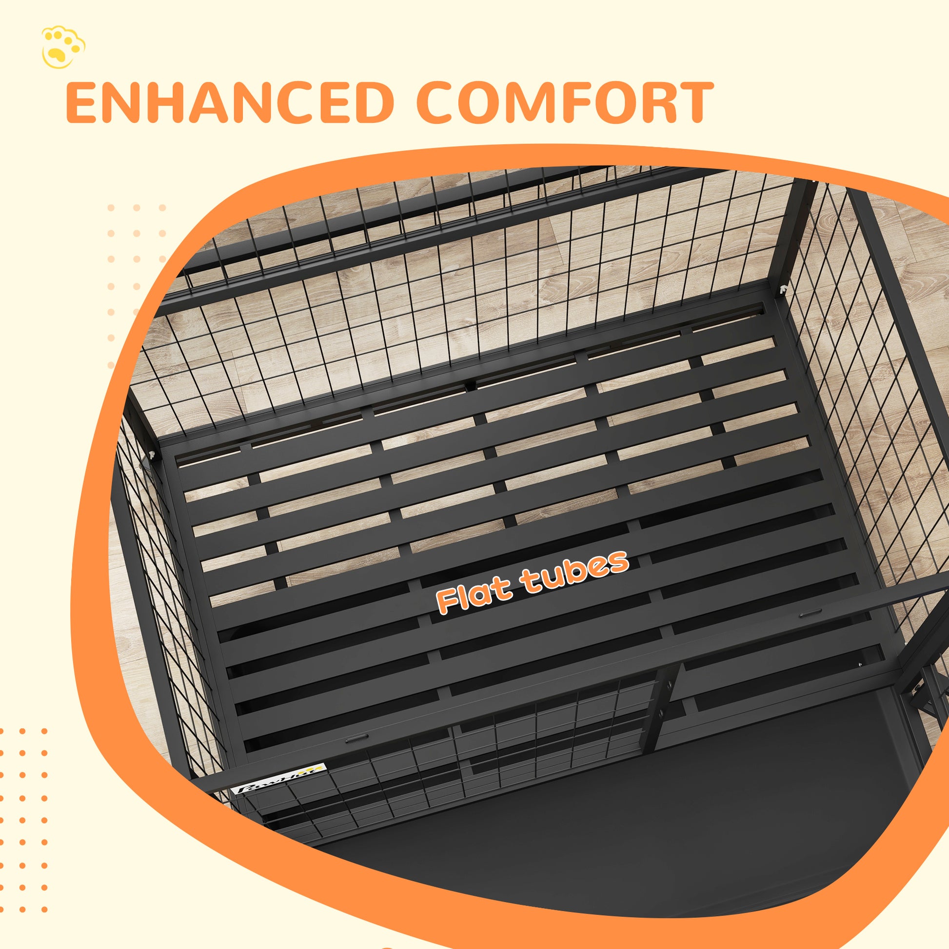 Pawhut 43" Heavy Duty Dog Crate With Bowl Holder, Strong Steel Dog Crate With Wheels, Detachable Door, Openable Top And Removable Tray For Large And Extra Large Dogs, Black Black Steel