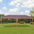 Outsunny 10' X 19.2' Pop Up Canopy Tent, Heavy Duty Tents For Parties, Outdoor Instant Gazebo Sun Shade Shelter With Carry Bag For Catering, Events, Wedding, Backyard Bbq, Coffee Brown Steel