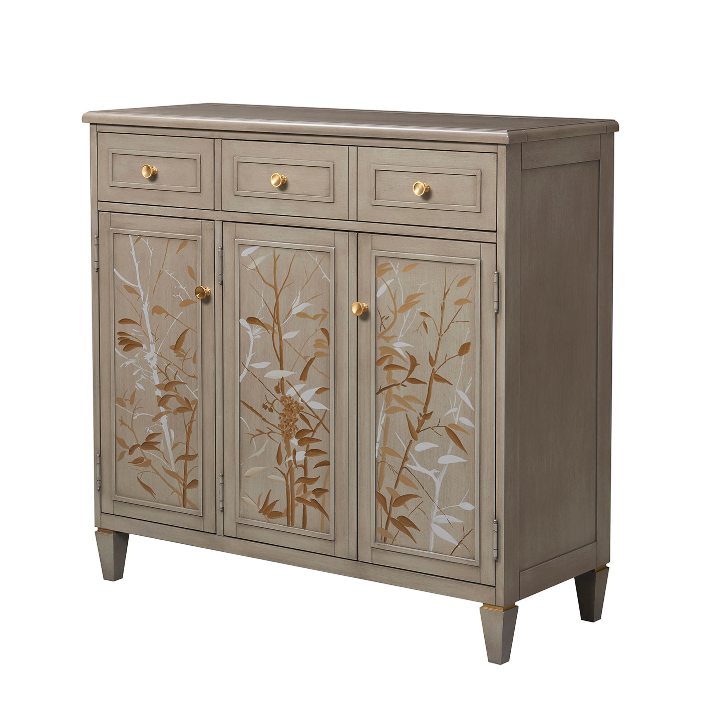 Dauphin Handpainted Entryway Storage Cabinet, Grey Cashmere Wood Gray Solid Wood Mdf Solid Wood Mdf