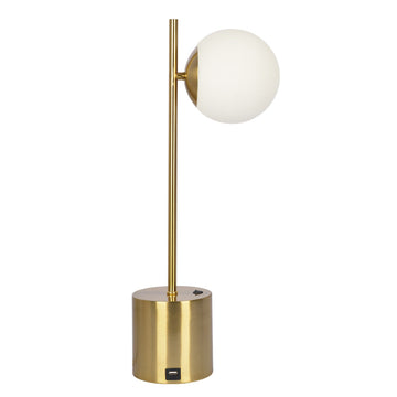 Ethereal Modern Small Brass Metal Table Lamp, Desk Lamp Fixture With White Glass Globe Shade Gold,White Table&Floor Lamps Brass,Glass,Metal