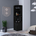 Delhi Corner Bar Cabinet, Eight Built In Wine Rack, Glass Rack, Double Door Cabinet Black Melamine Particle Board