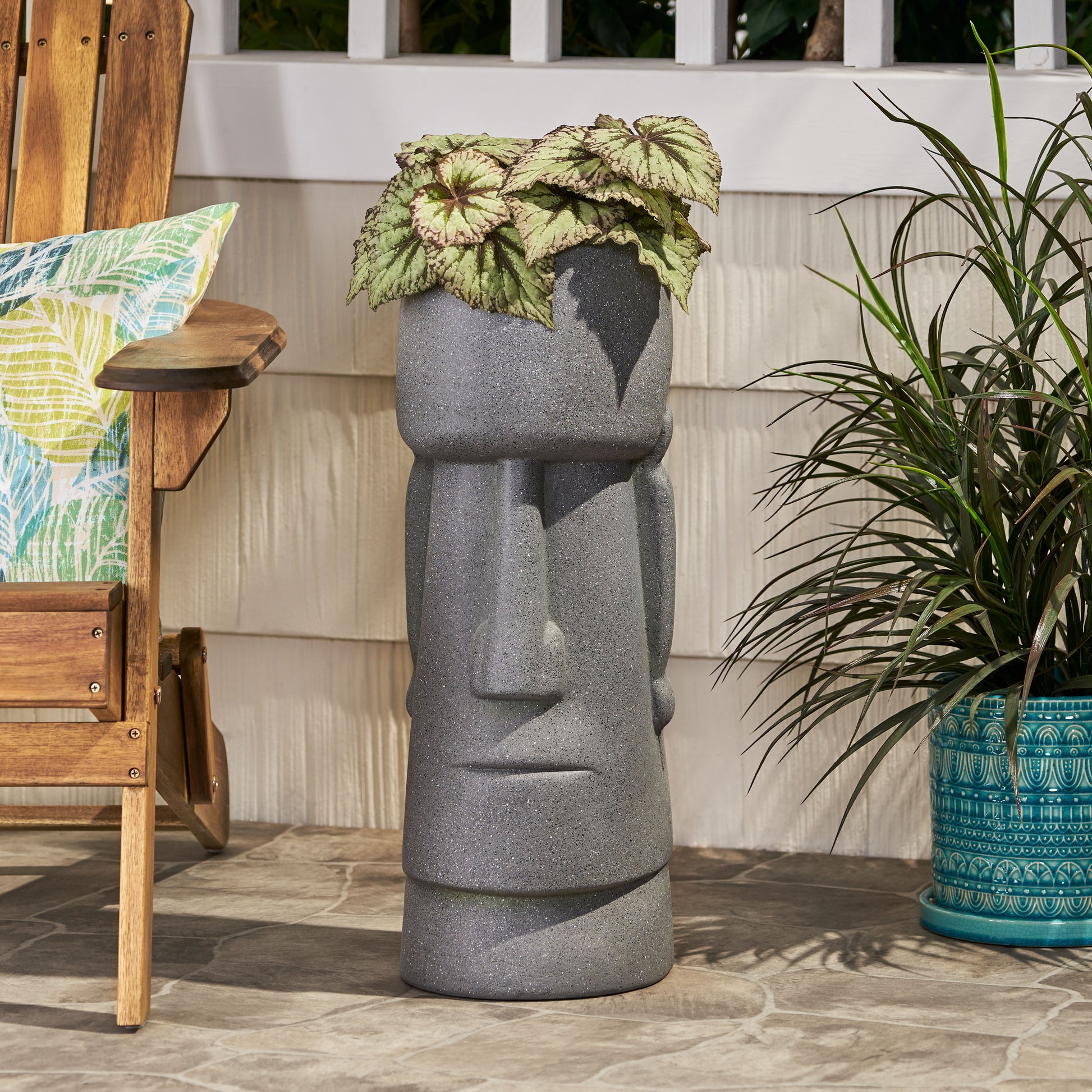 Flower Planter Stone Gray Magnesium Oxide