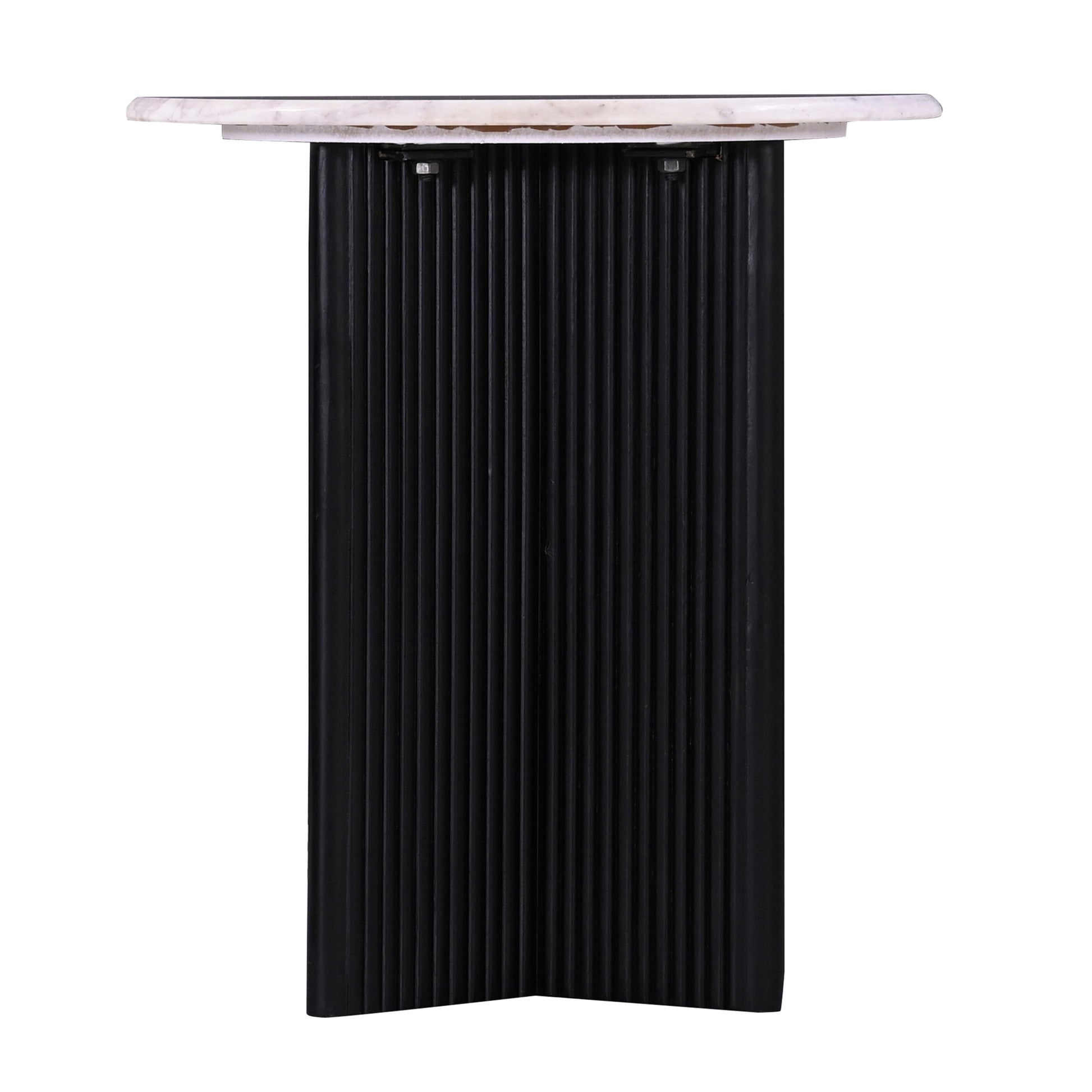 Luxurious Round Mable Topped Pedestal Side End Table, Living Room Accent Table, White Black Black White Primary Living Space Industrial Freestanding Mango Coffee & End Tables Round Marble,Solid Wood Pedestal