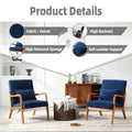 Coolmore Modern Accent Chair, Solid Wood Padding Lounge Armchairs With One Pillow For Living Room, Bedroom, Guest Room Navy Navy Brown Primary Living Space Modern Rubberwood Foam Velvet