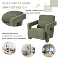 Mirod Sleek Right Angle Armrests, Ergonomic Lumbar Support, Square Wooden Block Legs, Inclined Seat For Comfort, Artistic Statement Piece For Living Room,Bedroom And Study Green Boucle