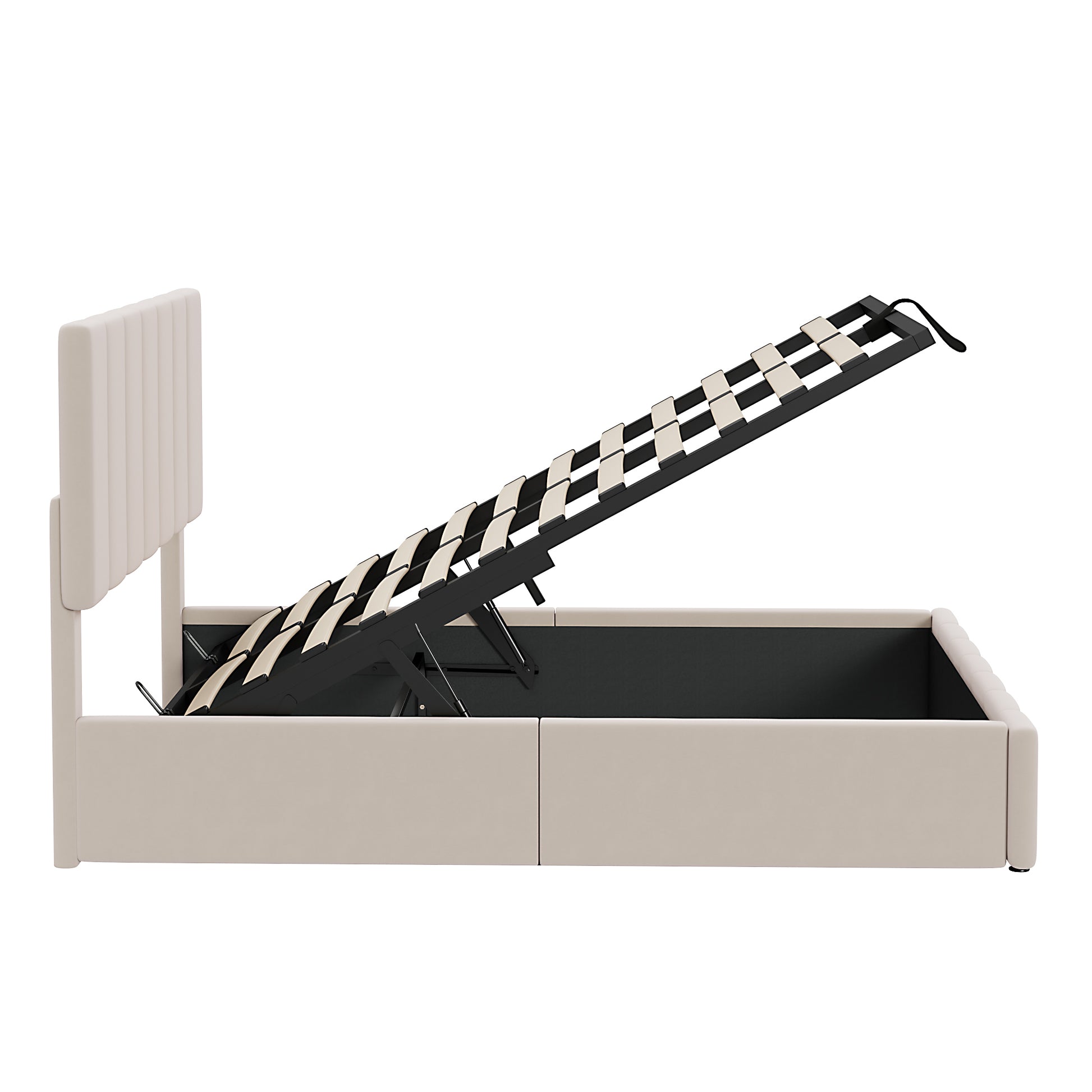 Full Size Upholstered Platform Bed With A Hydraulic Storage System Beige Old Sku: Lp000111Aaa Beige Upholstered