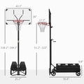 Soozier Portable Basketball Hoop, Fully Foldable Basketball Goal, 4.3 10.2Ft Height Adjustable Basketball System With 4 Wheels And Extra Wide Base For Teenagers, Youth & Adults Black Steel