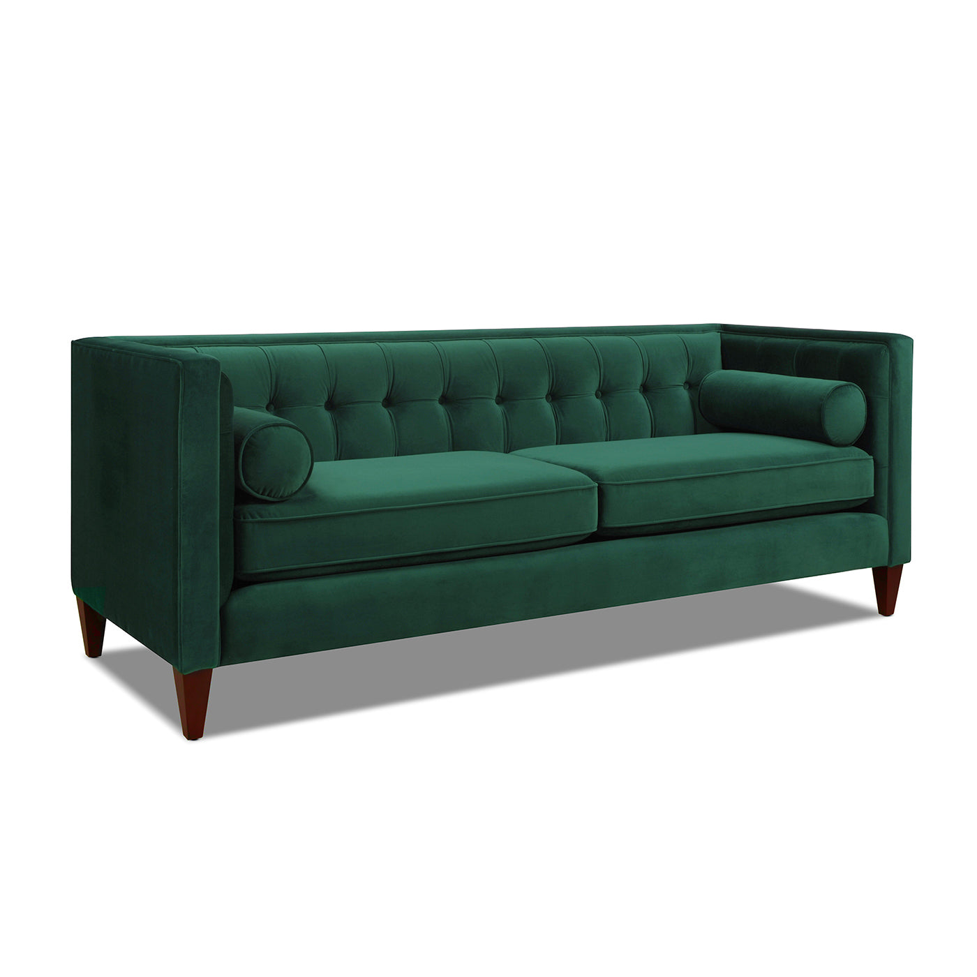 Jack 84" Modern Tuxedo Tufted Sofa, Evergreen Velvet Green Foam Velvet 3 Seat