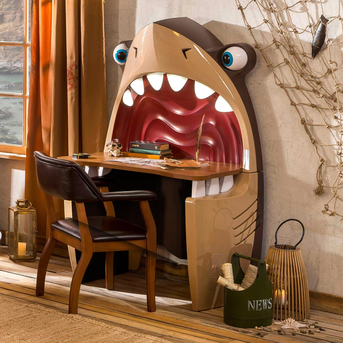 Ahoy Shark Desk Brown Particle Board