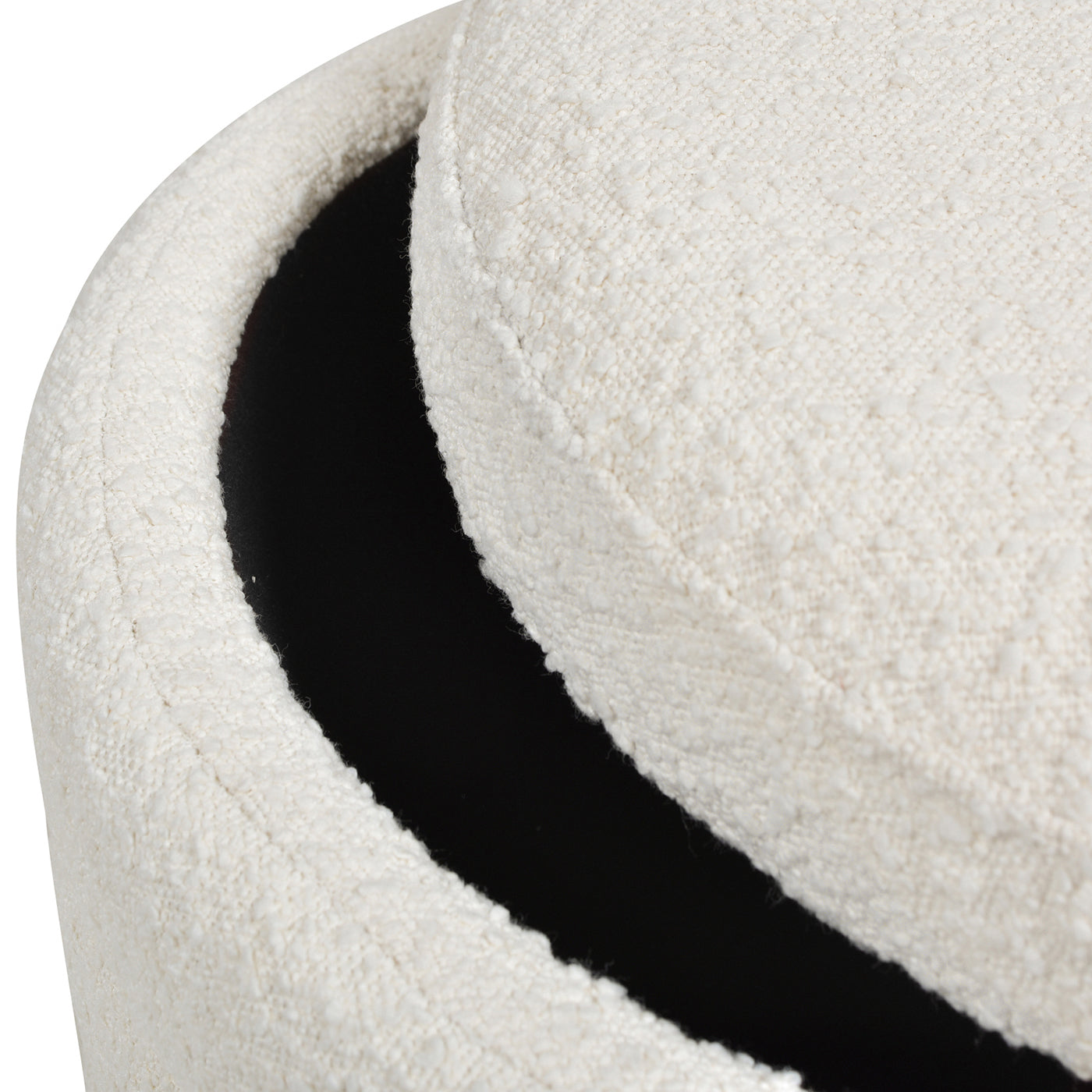 Fuji 19" Oversized Round Storage Ottoman, Ivory White Boucle White Foam Boucle