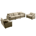 Warm And Cozy Sofa Set With Soft Cushions And Pillows, Home Theater Style Sofa Set Consisting Of A 3 Seater Sofa And Two Single Sofas In Tan Corduroy Fabric Tan Corduroy 5 Seat