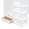 Twin Size Loft Bed With Desk, Wardrobes, 4 Drawers And 4 Shelves White Twin White Solid Wood