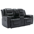 2 Seater Home Theater Recliner Manual Recliner Chair With A Storage Box And Two Cup Holders For Living Room,Bedroom, Black Old Sku:Pp302954Aab Black Foam Pu Leather