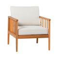 Contemporary Cushioned Eucalyptus Wood Patio Accent Chair Natural Natural Eucalyptus Eucalyptus