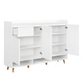 Sleek And Contemporary Shoe Cabinet With Adjustable Shelves, Minimalist Home Organizer With Solid Wood Legs, Storage Sideboard For Entryway, Living Room, White White Primary Living Space Particle Board