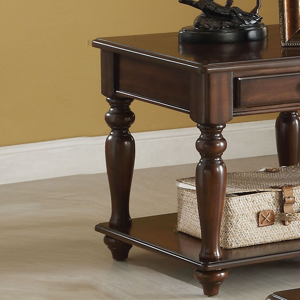 Walnut 1 Drawer End Table With Shelf Walnut Primary Living Space Drawers Rectangular Wood