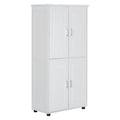 Tall And Wide Bathroom Floor Storage Cabinet, Bathroom Storage Unit, Freestanding Cabinet With 4 Doors, Adjustable Shelves, White White Mdf