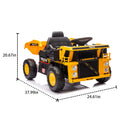 12V Kids Ride On Dump Truck W Parents Control,2Wd,Rear Wheel Suspension,Electric Dump Bed And Extra Shovel,Multimedia Function With Bluetooh And Music,Volume&Speed Adjustment,Led Light For Kids 3 5. Yellow Polypropylene