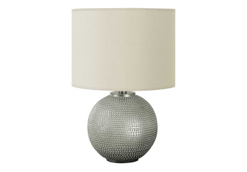 Lighting, 19"H, Table Lamp, Grey Resin, Ivory Cream Shade, Modern Grey Polyresin