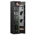 3 4 Safe For Rifles And Pistols,Quick Access Fingerprint Safe,High Security Metal Rifle Safe Locker With Removable Shelf And 2 Adjustable Slots Black Steel