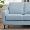 Ersa Leather Loveseat Blue Memory Foam Genuine Leather