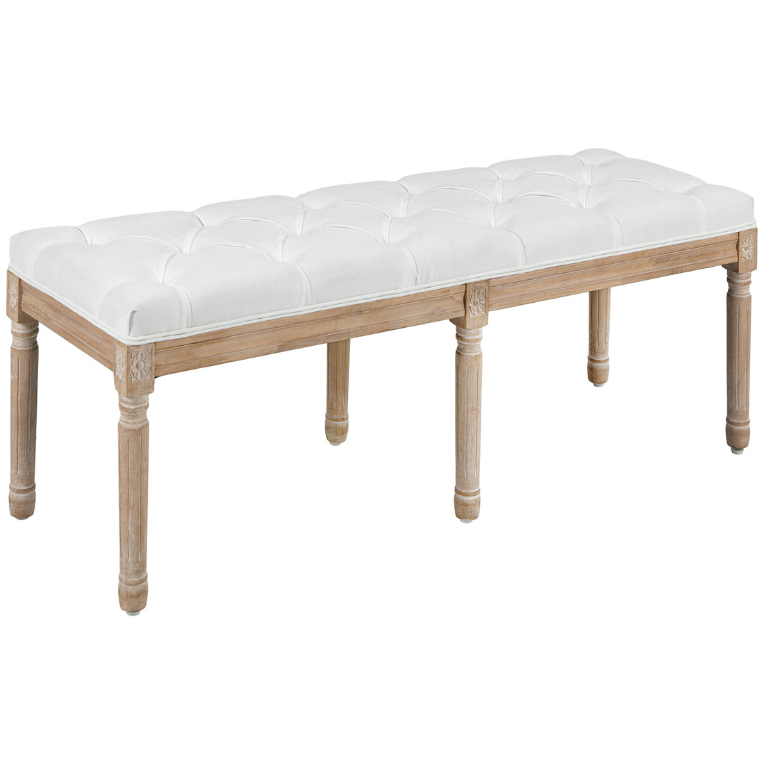 Homcom 46" End Of Bed Bench, Upholstered Bedroom Bench, Cream White Cream White Polyester