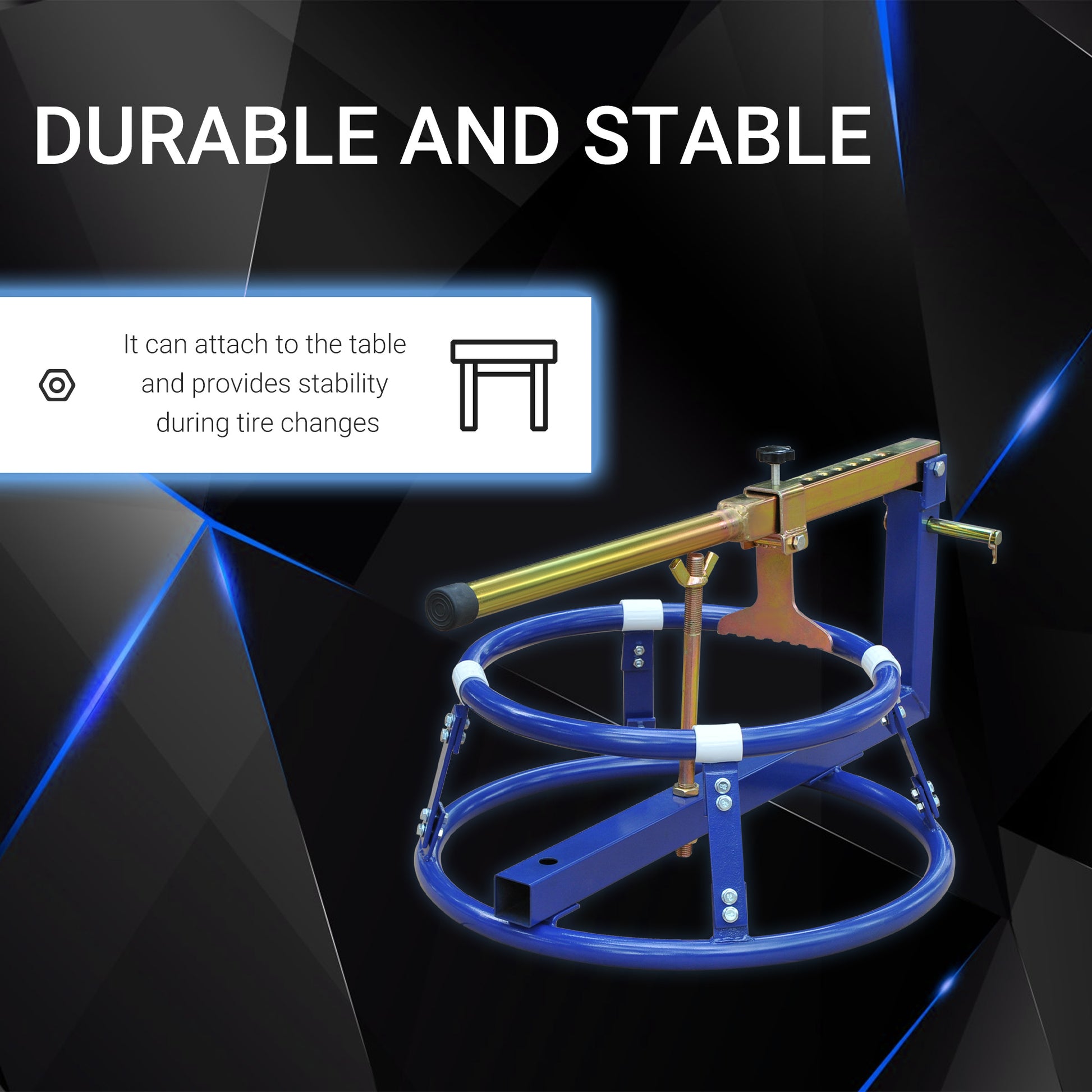 Homcom Motorcycle Tire Changer Stand With Adjustable Bead Breaker, Fit For 16 22In Tyres Blue Steel