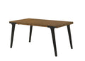 Walnut And Black Extendable Dining Table With 2 Leaf Walnut Black Seats 6 Dining Room Modern Rectangular Wood Metal