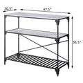 Black And Concrete 2 Shelf Kitchen Island Black Grey Kitchen Industrial Rectangular Stationary Kitchen Islands Wood Metal