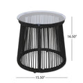 Moonstone Side Table Black Woven Rope