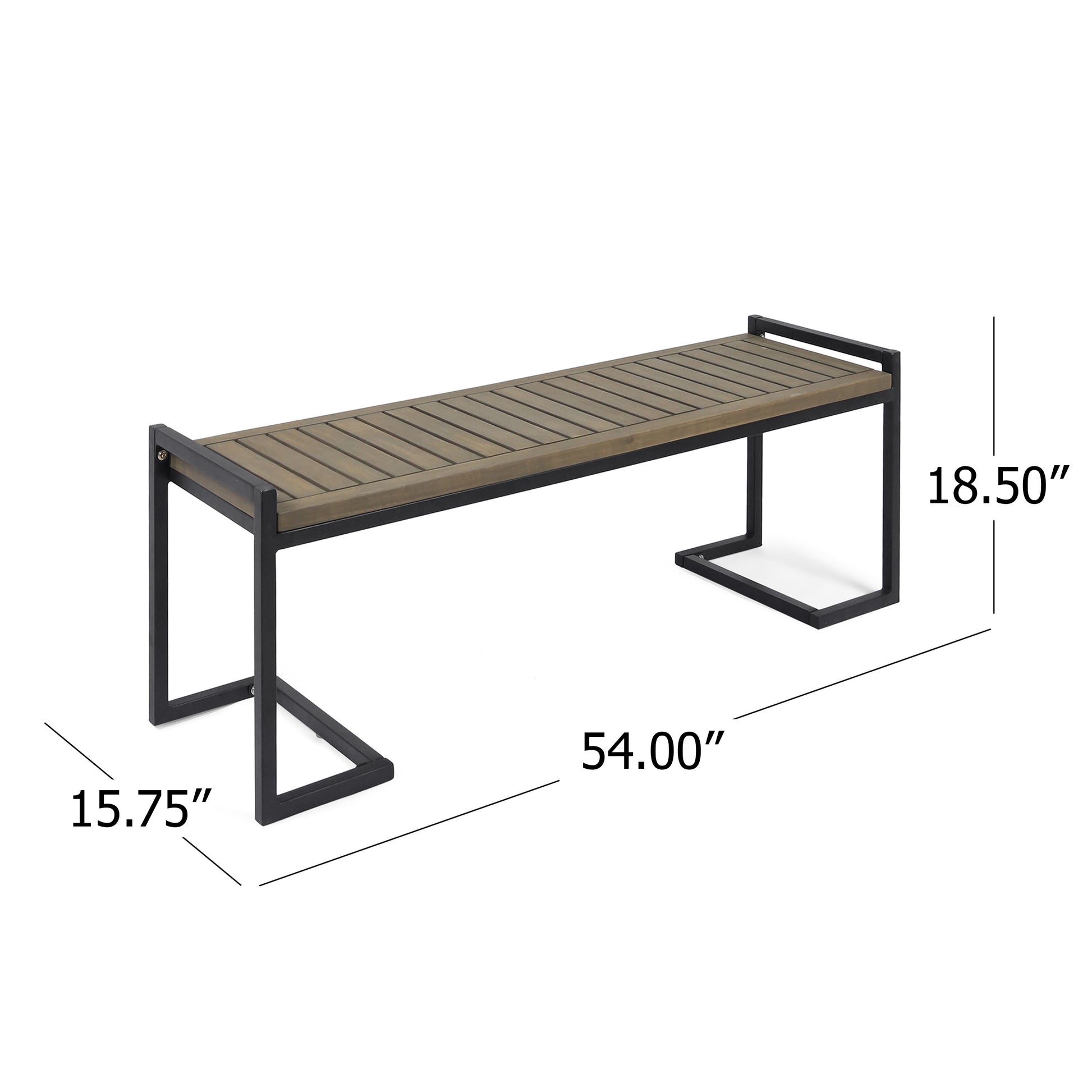 Hopkins Industrial Wood And Metal Bench Grey Acacia Wood