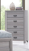 1Pc Contemporary Five Drawers Chest Gray Driftwood Finish Rustic Finish Bedroom Wooden Furniture Gray Bedroom Contemporary,Rustic Wood