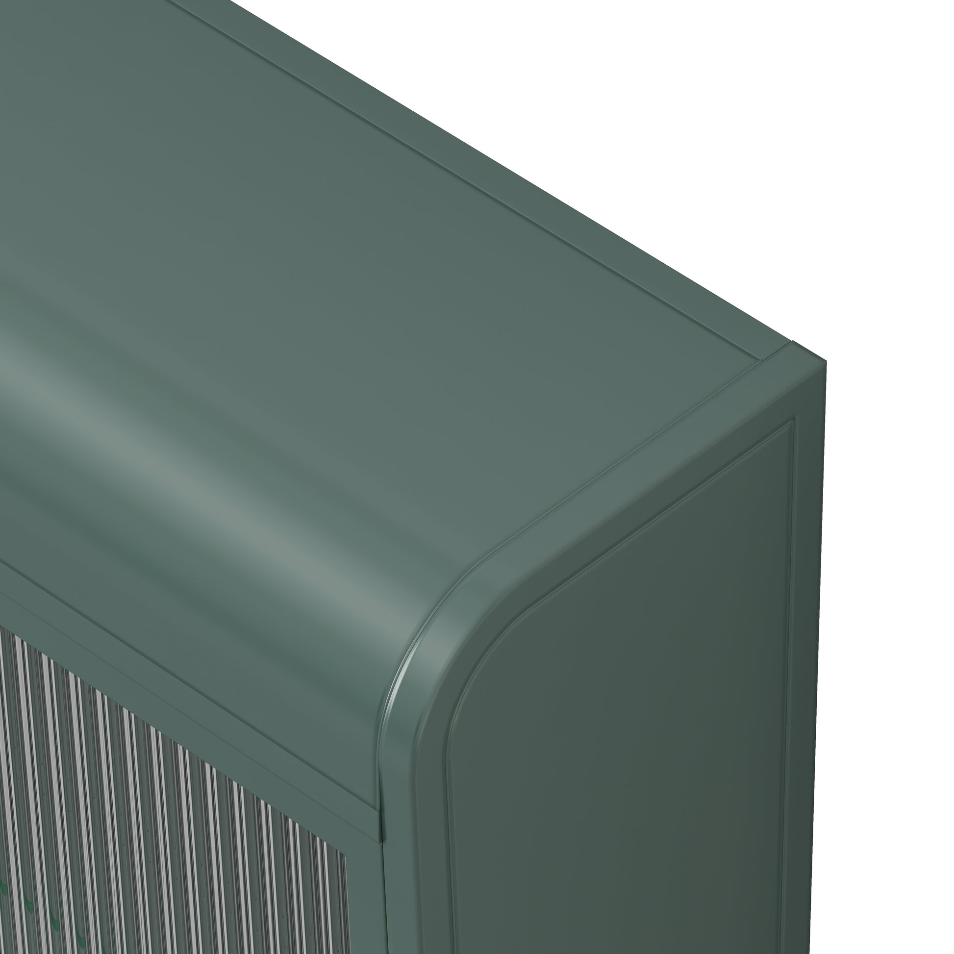 3 Door Arched Wall Mounted Glass Cabinets For Kitchen, Living Room And Bathroom Dark Green Dark Green Glass Metal