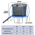 8Ft Trampoline With Enclosure Recreational Trampolines With Ladder And Anti Rust Coating, Pumpkin Shaped Trampoline With Slide And Basket Board, Astm Approval Outdoor Trampoline For Kids Black Blue