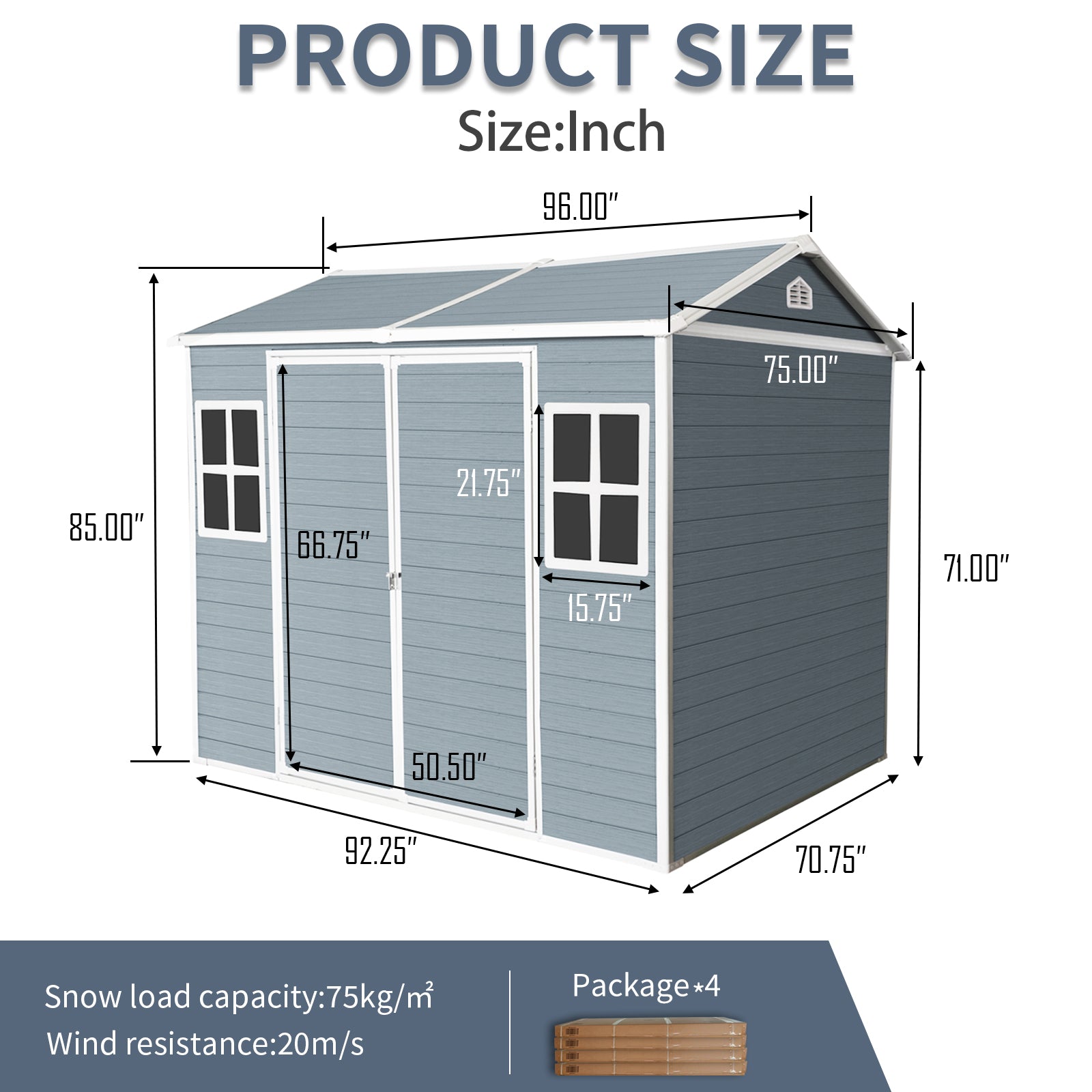 6X8Ft Resin Outdoor Storage Shed Waterproof Shed With Floor & Two Windows & Lockable Door, Tool Shed For Garden, Patio, Backyard,Gray Grey Polypropylene