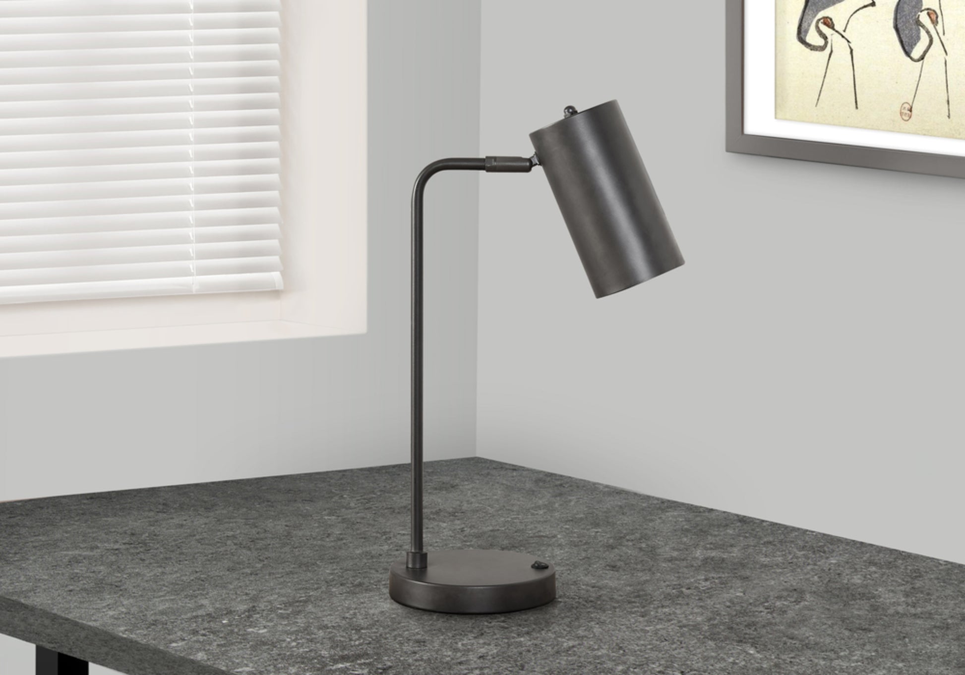 Lighting, 18"H, Table Lamp, Usb Port Included, Grey Metal, Grey Shade, Modern Grey Metal