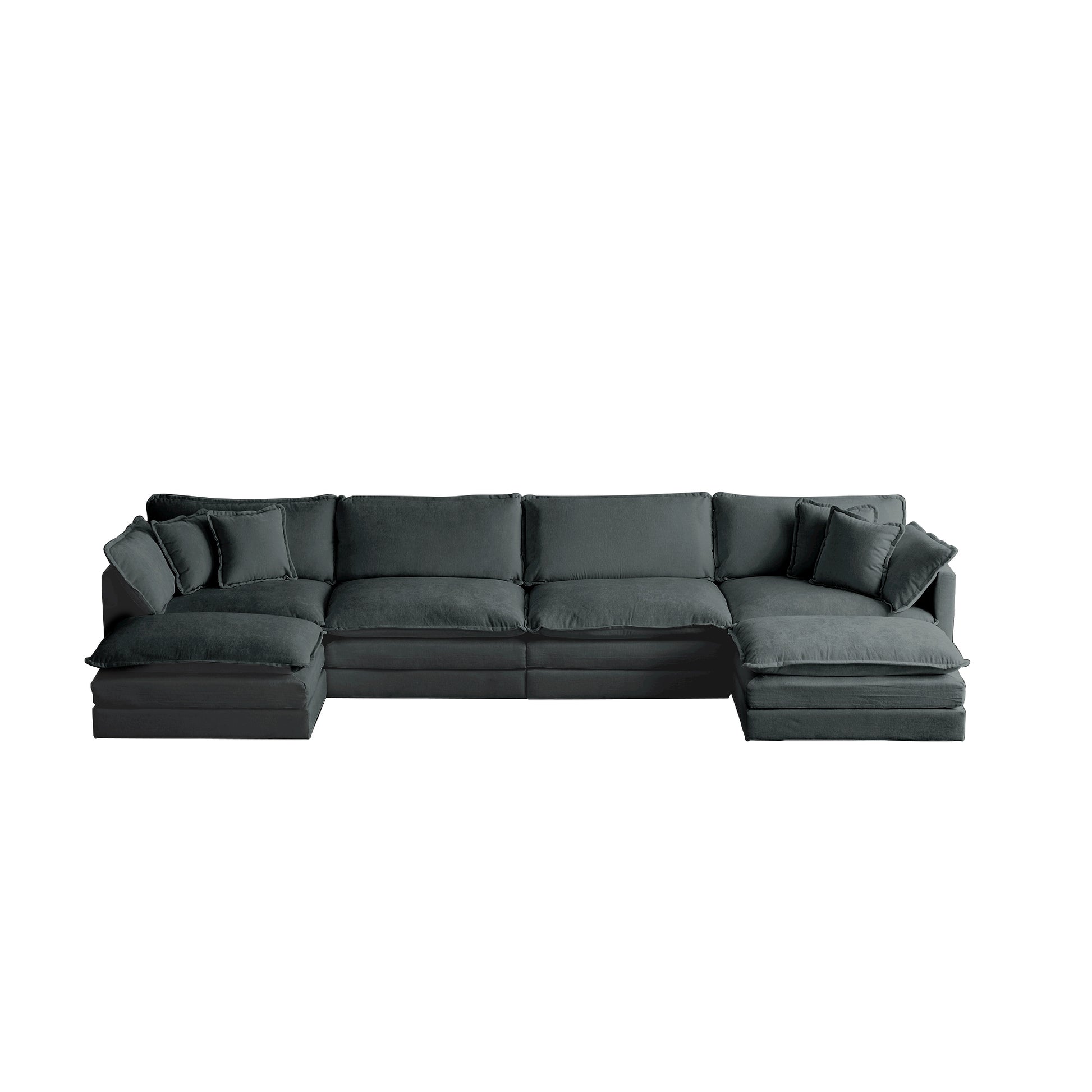 Comfort U Shaped Couch With Reversible Chaise, Modular Large U Shape Sectional Sofa, Double Extra Ottomans,Gray Chenille Gray Chenille 4 Seat