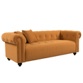 Wks12 Retro Medieval Style Sofa, Orange, Full Installation Only Needs To Install Feet Can Be Used, With 2 Throw Pillows Orange Retro Fabric 2 Seat