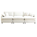 Oversized Modular Cushioned Sofa,With 3 Ottomans To Work As Sleeper Sofa Beds, 3 Seater Sofa With 3 Footstools, Beige Corduroy Fabric Beige Corduroy 3 Seat