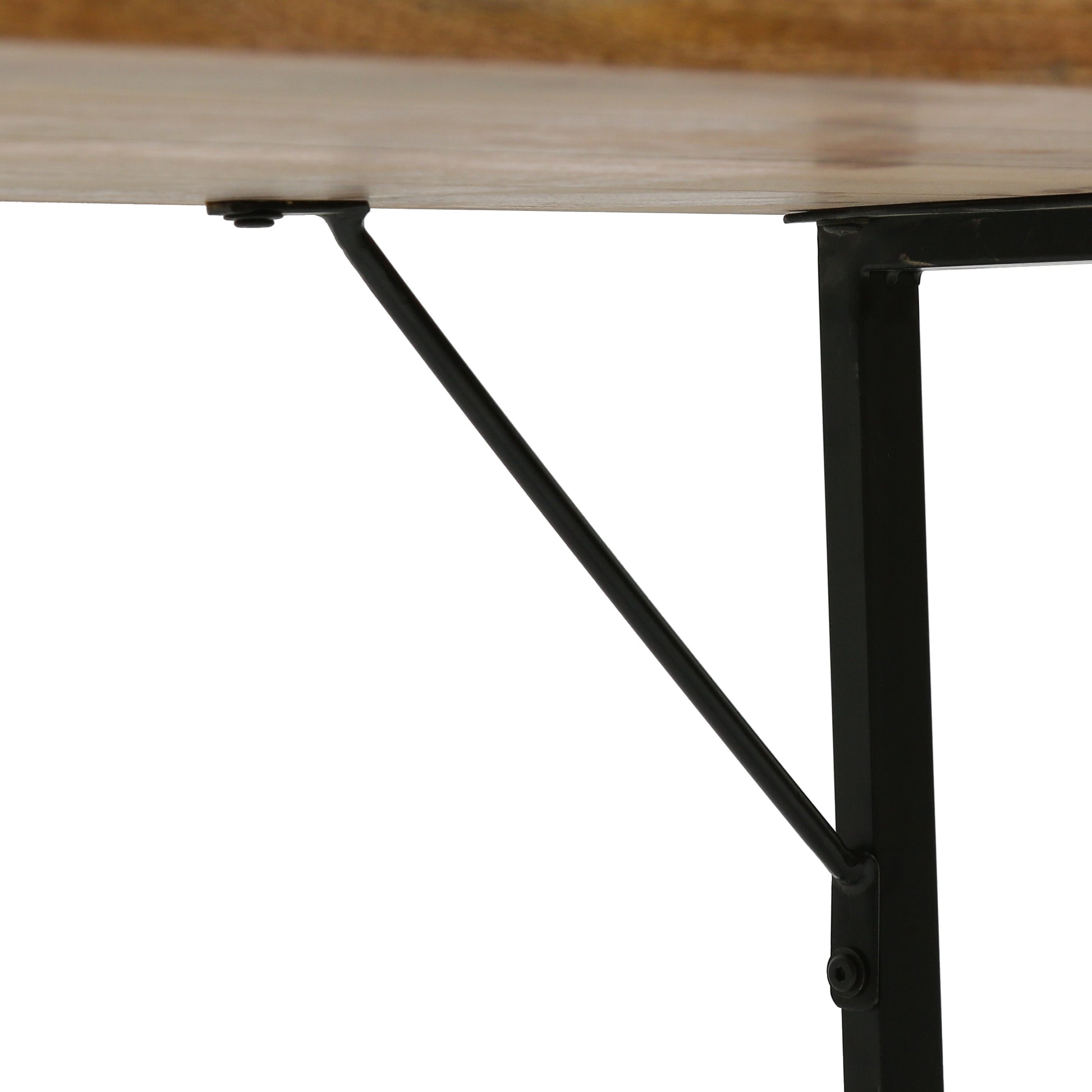 Console Table Brown Wood Stainless Steel