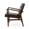 Club Chair, Mid Century Modern Faux Leather Club Chair With Wood Frame Brown Pu