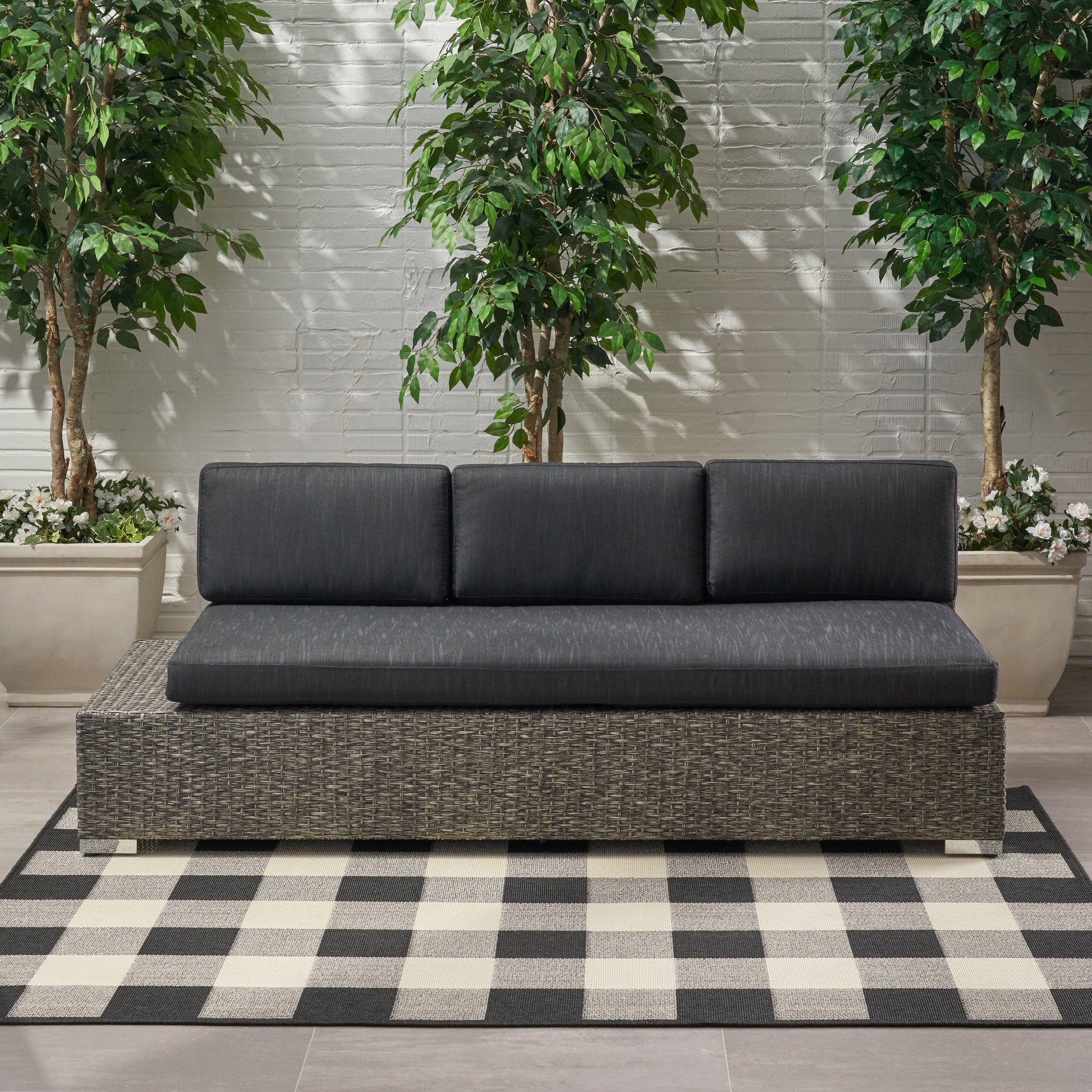 Puerta Left 3 Seater Sofa Black Gray Fabric