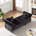 81 Inch Chenille Face To Face Chaise Lounge With Two Pillows,Nailhead Trim,Button Tufted Design And Rolled Arms For Lounge, Living Room And Office Black Chenille 1 Seat