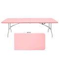 8Ft Pink Folding Table, Portable Plastic Table For Camping, Picnics, Parties, High Load Bearing Foldable Table Pink Garden & Outdoor Iron Plastic