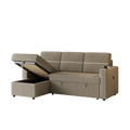 85 Inches Corduroy Sofa Bed, 3 Seater Sleeper Sofa With Storage Chaise, Square Handrail With Two Cup Holder And Usb Charge Port, Pull Out Couch For Living Room Brown Corduroy 3 Seat