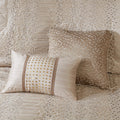 8 Piece Embroidered Comforter Set Natural King King Beige Polyester